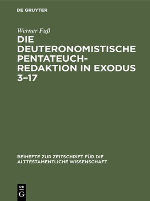 cover image of Die deuteronomistische Pentateuchredaktion in Exodus 3–17